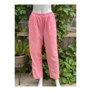 80s High Waist Pink Seersucker Trousers Straight Pleat Front